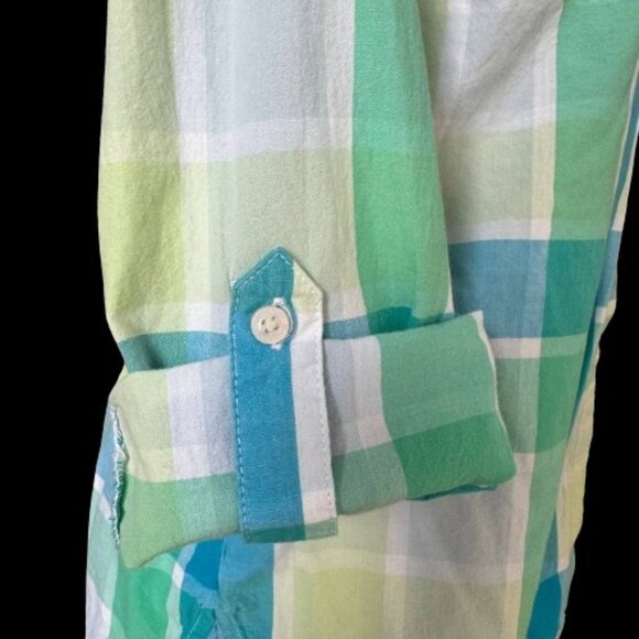 TOMMY HILFIGER Women’s Cotton Plaid Shirt - Size Medium - Picture 8 of 9